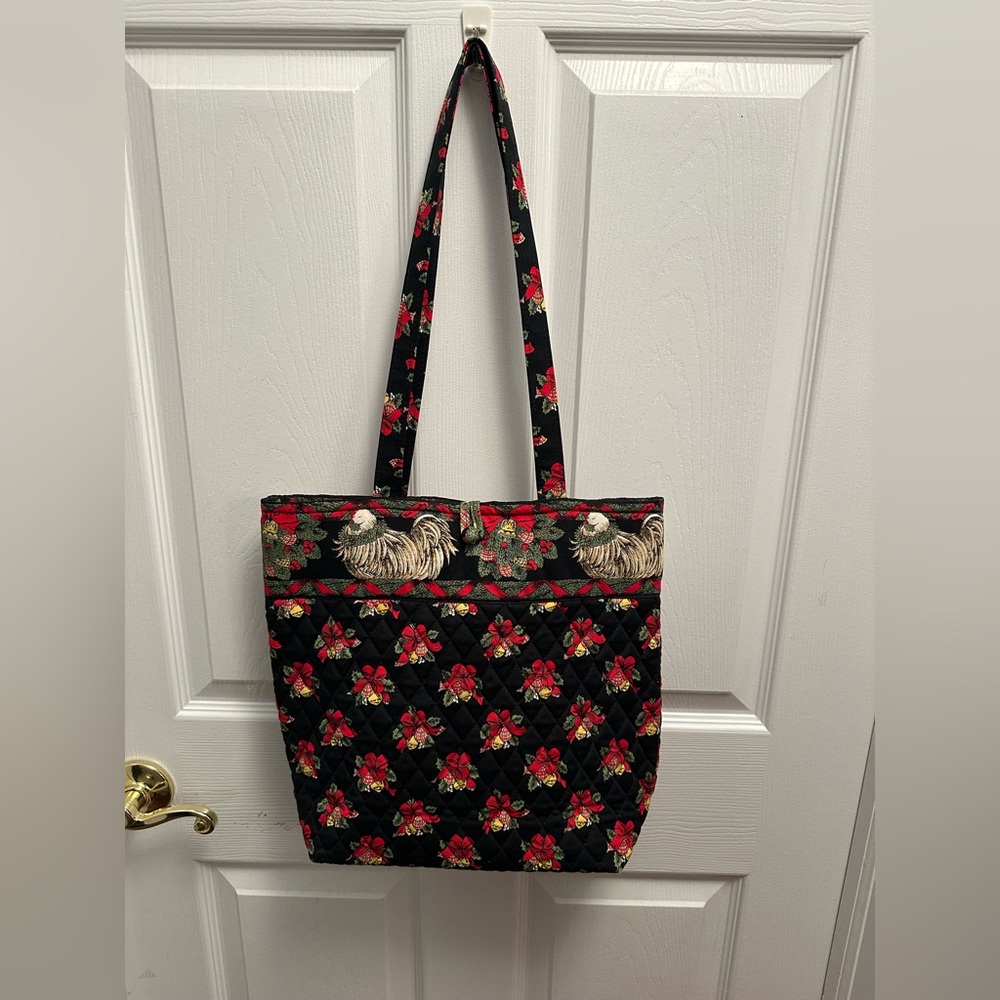 Vera Bradley Christmas Hens and Holly Button Tote 2002 Retired